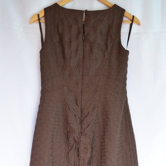 WHBM Espresso Textured Sleeveless A-Line Dress - Picture 7 of 9